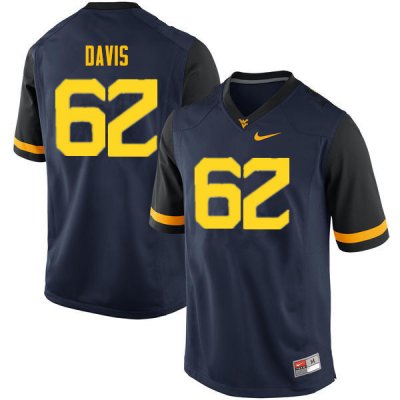 Men's West Virginia Mountaineers NCAA #62 Zach Davis Navy Authentic Nike Stitched College Football Jersey ES15S57IY